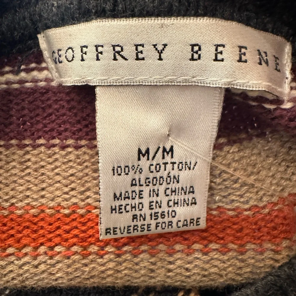 Geoffrey Beene Striped Crewneck Sweater Size Medium grandpa sweater Y2K 90’s - Picture 3 of 6